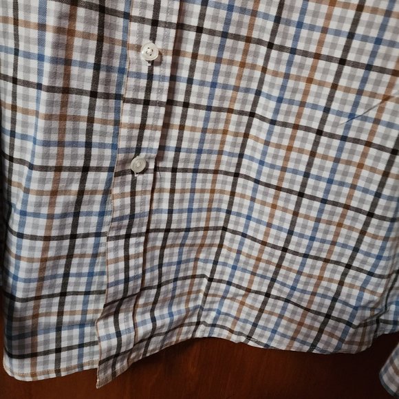 Men's XL Croft & Barrow White/Blue/Black/Tan Long Sleeve Button Down Shirt - Picture 7 of 11